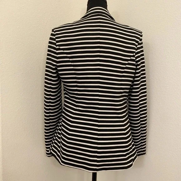 Mossimo Blazer M Womens Black White Striped Business Career Office Jacket Preppy - Picture 4 of 12